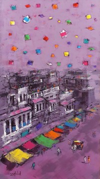 Zahid Saleem, 18 x 36 Inch, Acrylic on Canvas, Cityscape Painting, AC-ZS-187